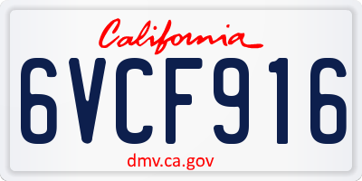 CA license plate 6VCF916