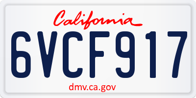 CA license plate 6VCF917