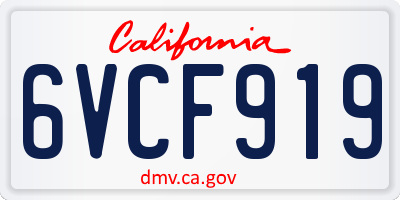 CA license plate 6VCF919