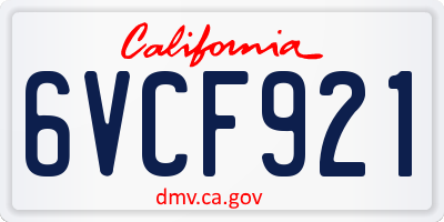 CA license plate 6VCF921