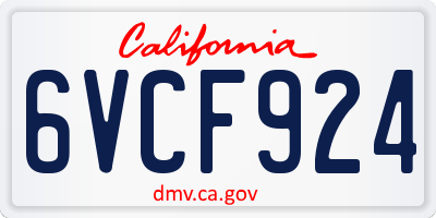 CA license plate 6VCF924