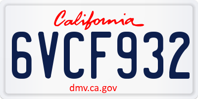 CA license plate 6VCF932