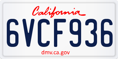 CA license plate 6VCF936