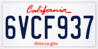 CA license plate 6VCF937