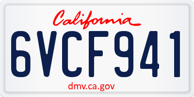 CA license plate 6VCF941