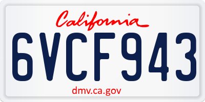 CA license plate 6VCF943