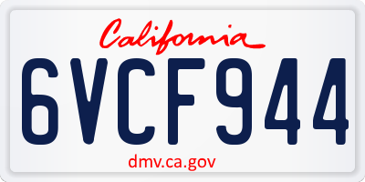 CA license plate 6VCF944