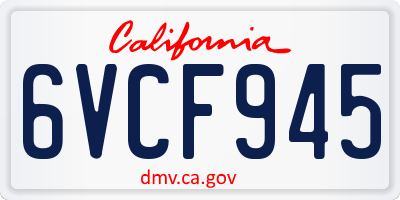 CA license plate 6VCF945
