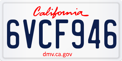 CA license plate 6VCF946