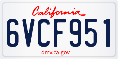 CA license plate 6VCF951