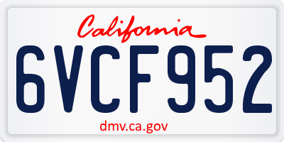 CA license plate 6VCF952