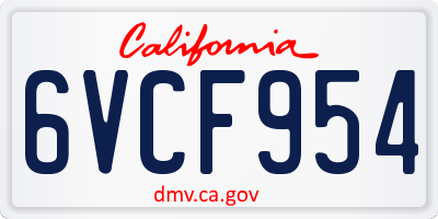 CA license plate 6VCF954