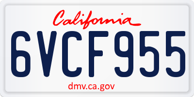 CA license plate 6VCF955