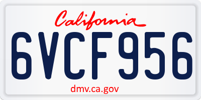 CA license plate 6VCF956