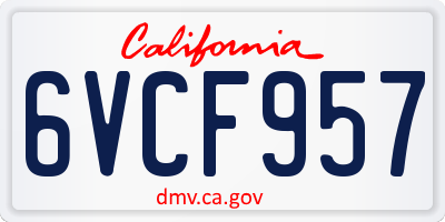 CA license plate 6VCF957