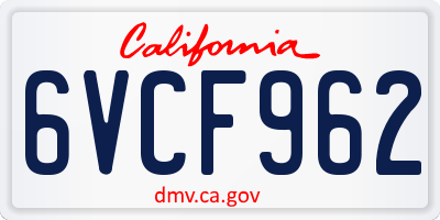 CA license plate 6VCF962