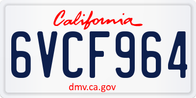CA license plate 6VCF964