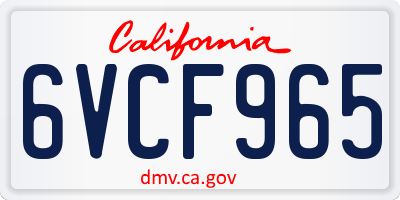 CA license plate 6VCF965