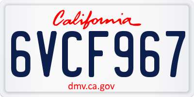 CA license plate 6VCF967