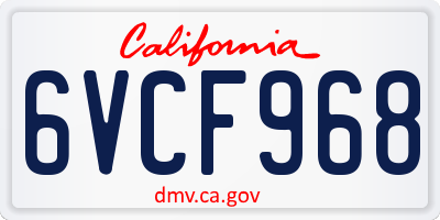 CA license plate 6VCF968