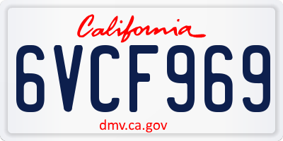 CA license plate 6VCF969