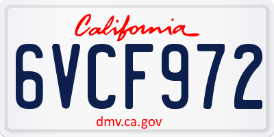CA license plate 6VCF972
