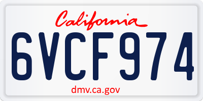 CA license plate 6VCF974