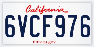 CA license plate 6VCF976