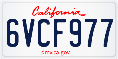 CA license plate 6VCF977