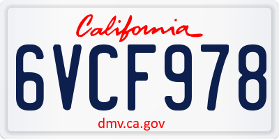 CA license plate 6VCF978