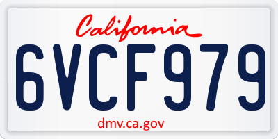 CA license plate 6VCF979