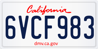 CA license plate 6VCF983