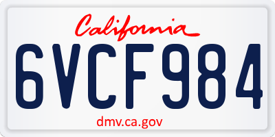 CA license plate 6VCF984
