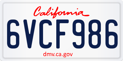 CA license plate 6VCF986