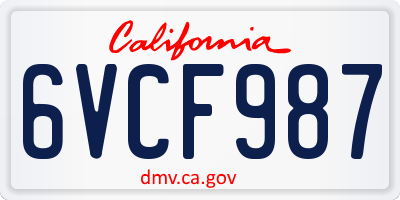 CA license plate 6VCF987