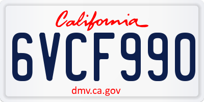 CA license plate 6VCF990