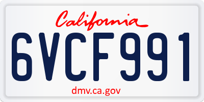 CA license plate 6VCF991