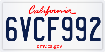 CA license plate 6VCF992