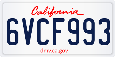 CA license plate 6VCF993