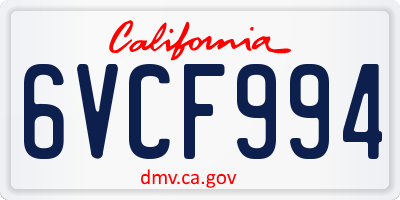 CA license plate 6VCF994