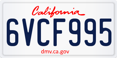 CA license plate 6VCF995