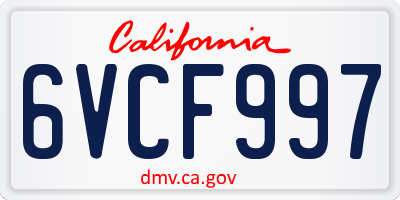 CA license plate 6VCF997