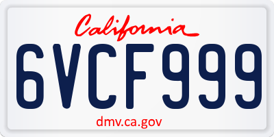 CA license plate 6VCF999