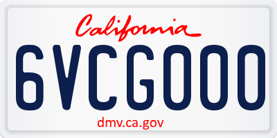 CA license plate 6VCG000