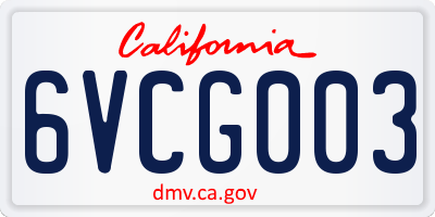 CA license plate 6VCG003