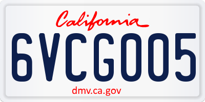 CA license plate 6VCG005