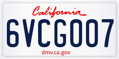 CA license plate 6VCG007