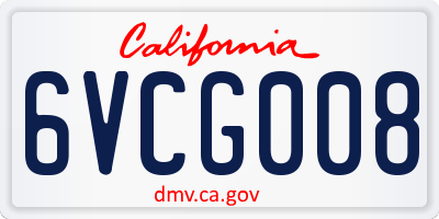 CA license plate 6VCG008