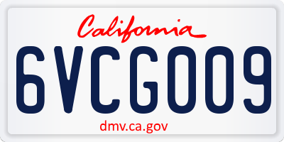 CA license plate 6VCG009