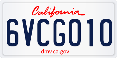 CA license plate 6VCG010